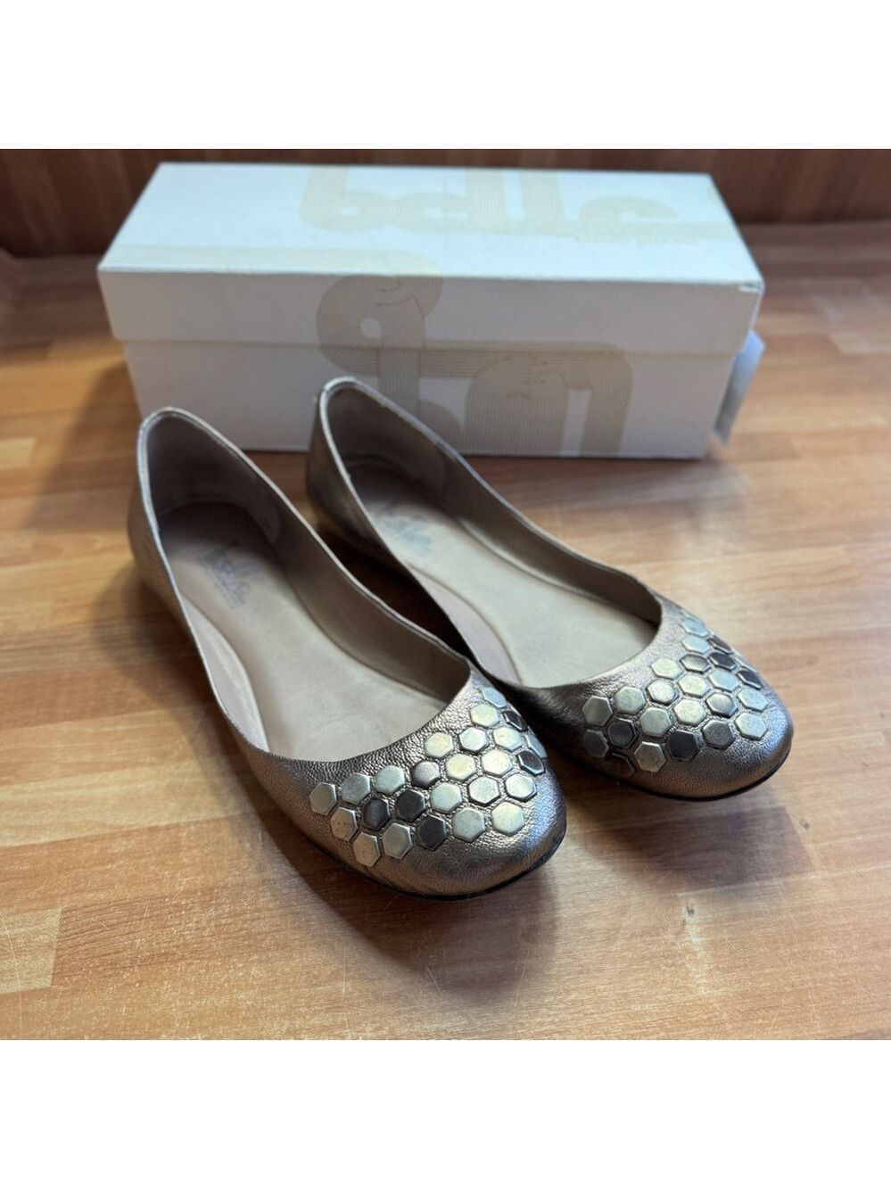 Belle by sigerson morrison pewter capria ballerina flats size 8 - Picture 2 of 13